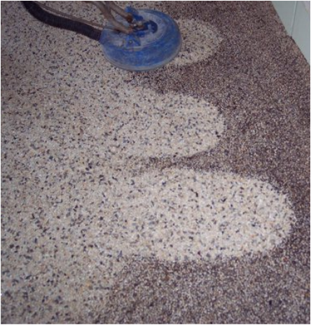 Pebble Tec aggregate floor cleaning